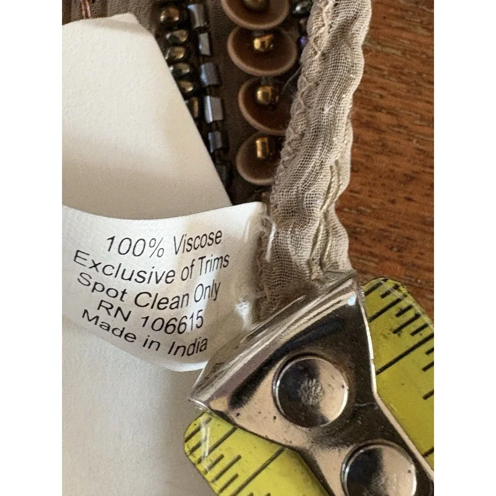 Two's Company Shear‎ Light Beige Beaded and Sequin Scarf Excellent Tags 56 X 5